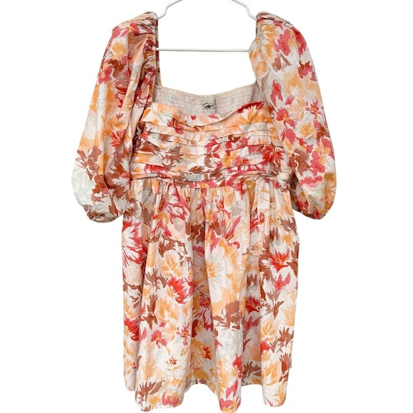 Abercrombie & Fitch Poplin Puff Sleeve Mini Dress - Size XL - Pink - Picture 7 of 13